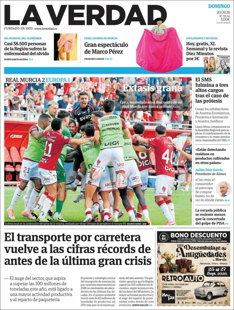 Portada de La Verdad de Murcia (Espa&ntilde;a)