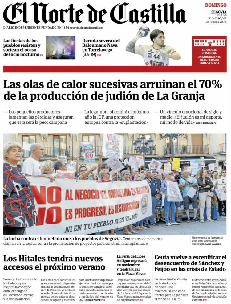 Portada de Norte de Castilla - Segovia (Espa&ntilde;a)