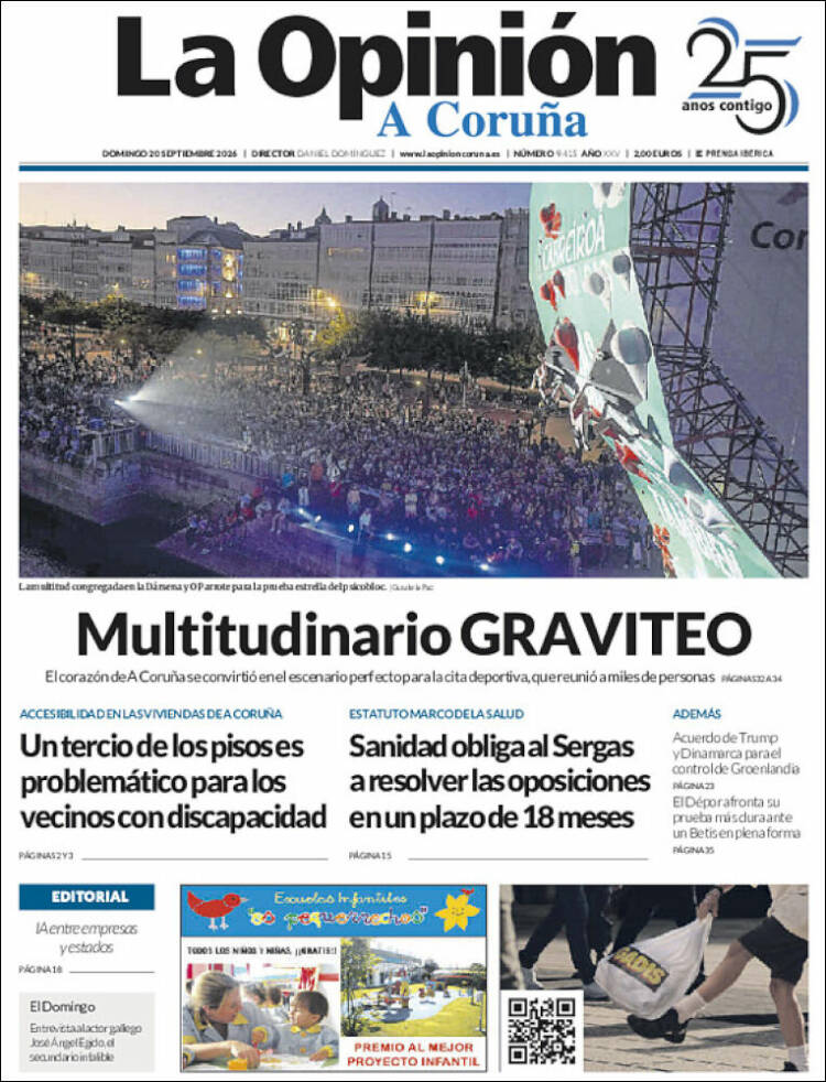 Portada de La Opinión de A Coruña (Espa&ntilde;a)