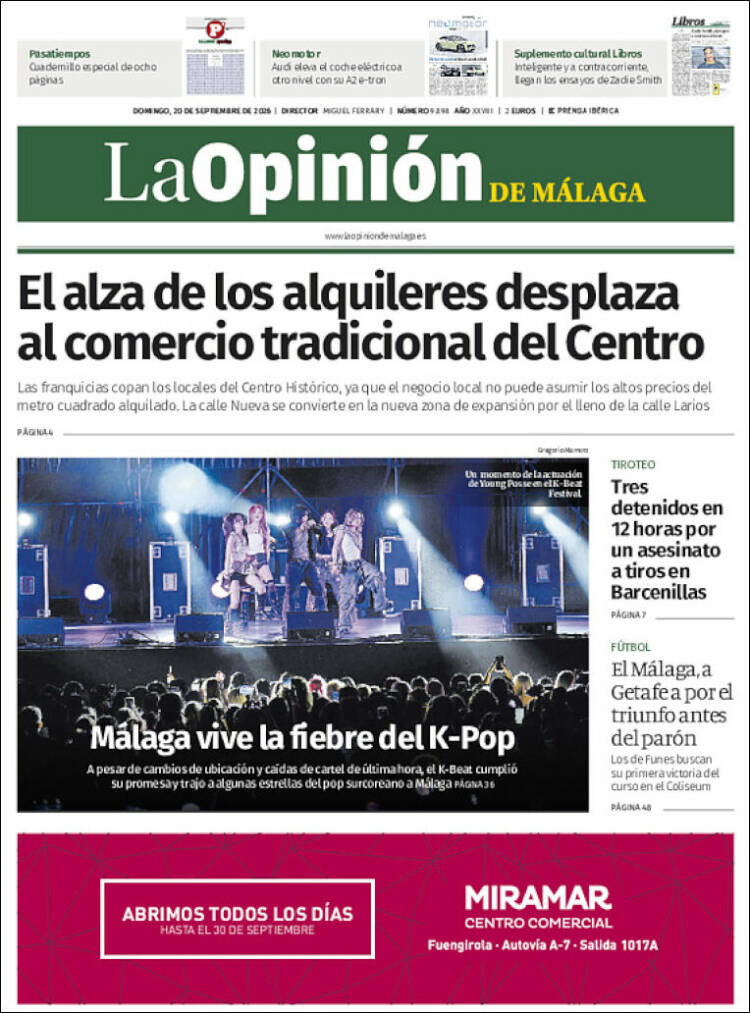 Portada de La Opinión de Málaga (Espa&ntilde;a)