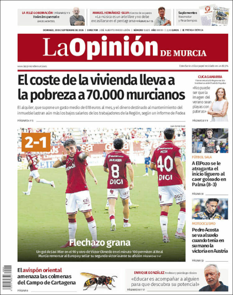 Portada de La Opinión de Murcia (Espa&ntilde;a)