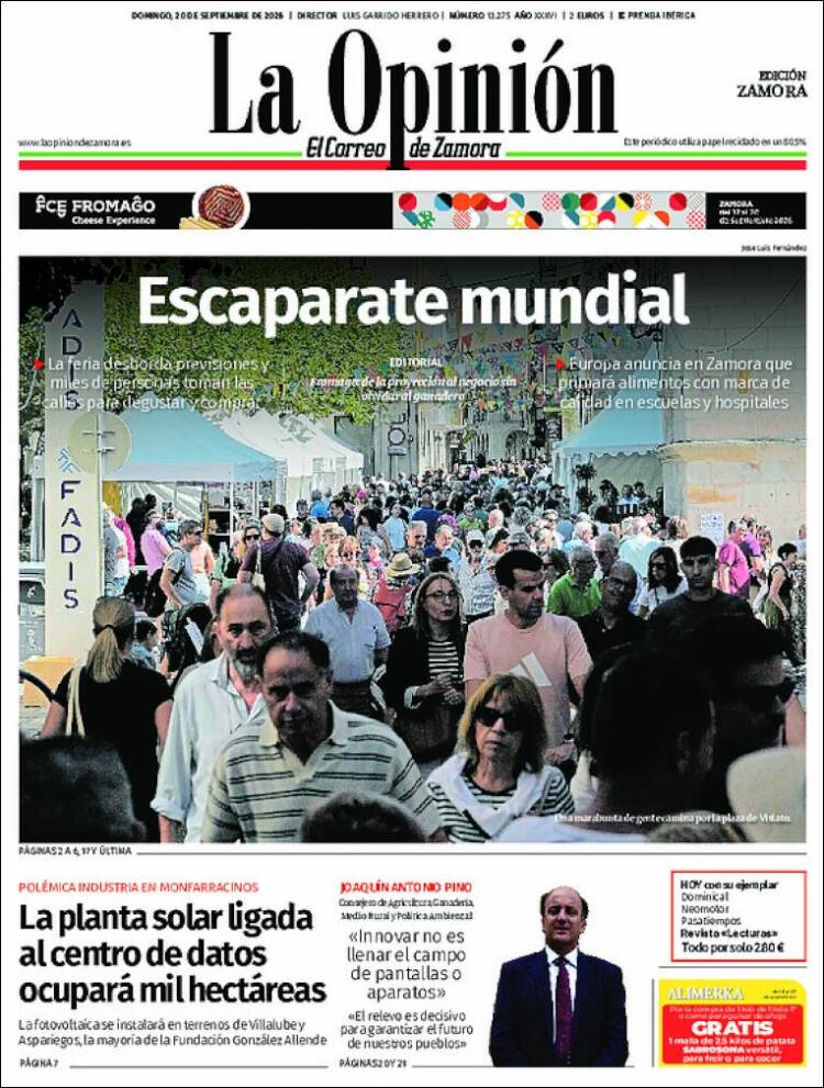 Portada de La Opinión - El Correo de Zamora (Espa&ntilde;a)