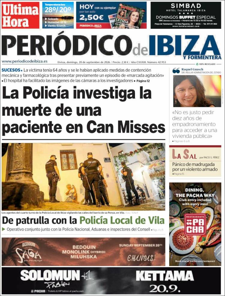 Portada de Periódico de Ibiza (Espa&ntilde;a)