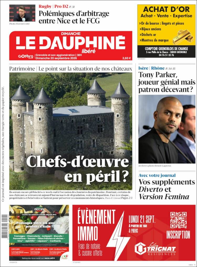 Portada de Le Dauphiné Libéré (Francia)