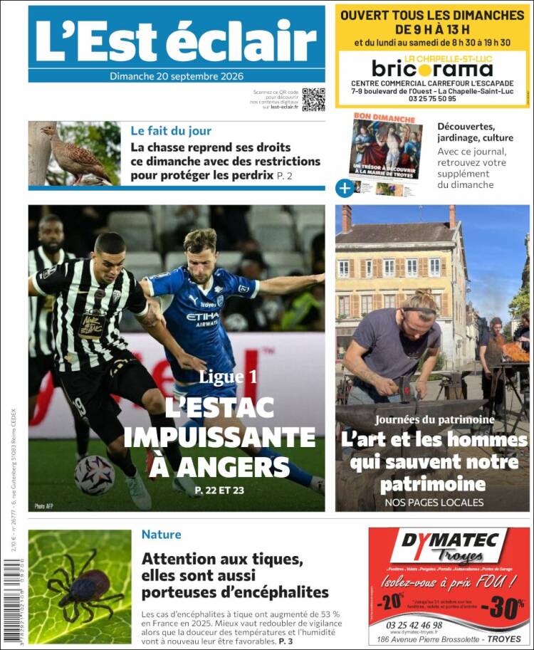 Portada de L'Est Eclair (Francia)