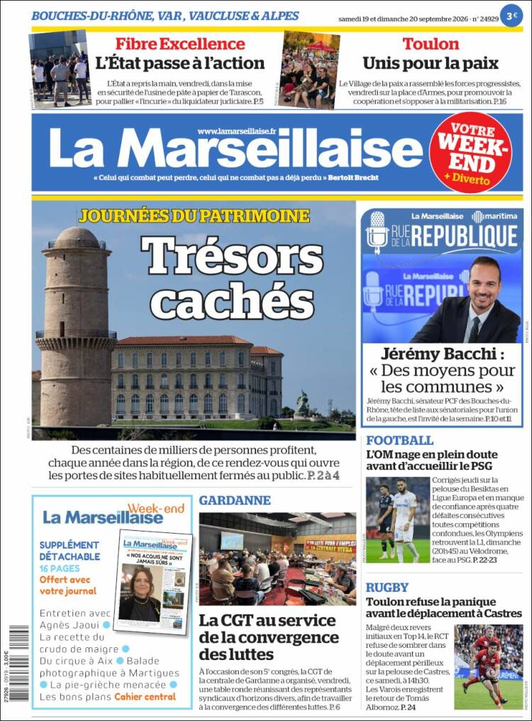 Portada de La Marseillaise (Francia)