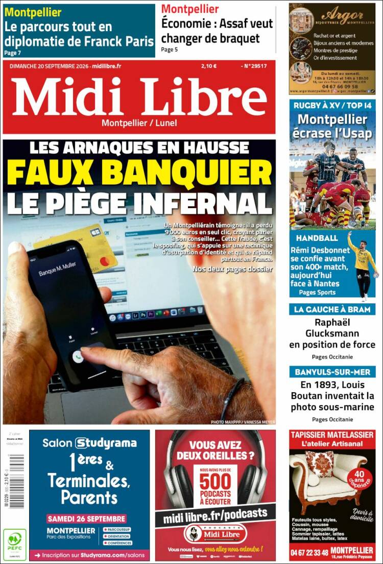 Portada de Midi Libre (Francia)