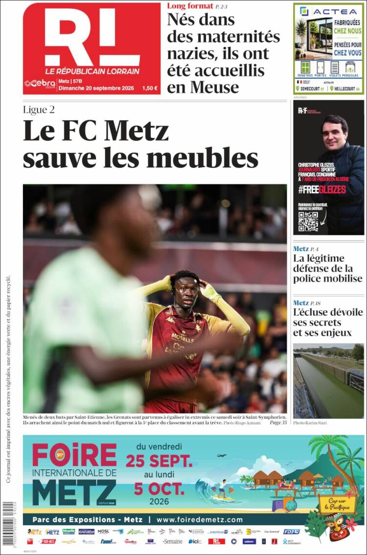 Portada de Le Republicain Lorrain (Francia)