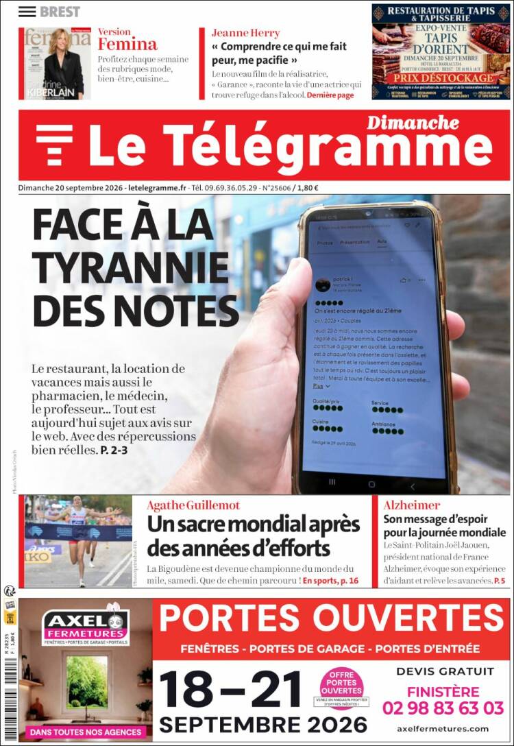 Portada de Télégramme (Francia)