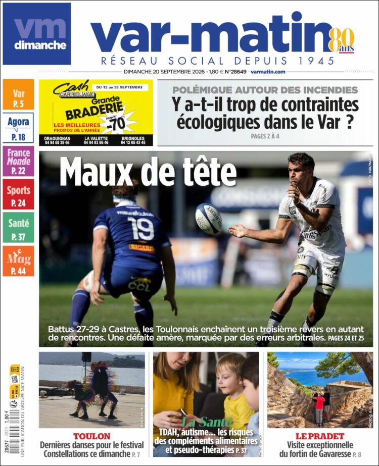 Portada de Var-Matin (Francia)