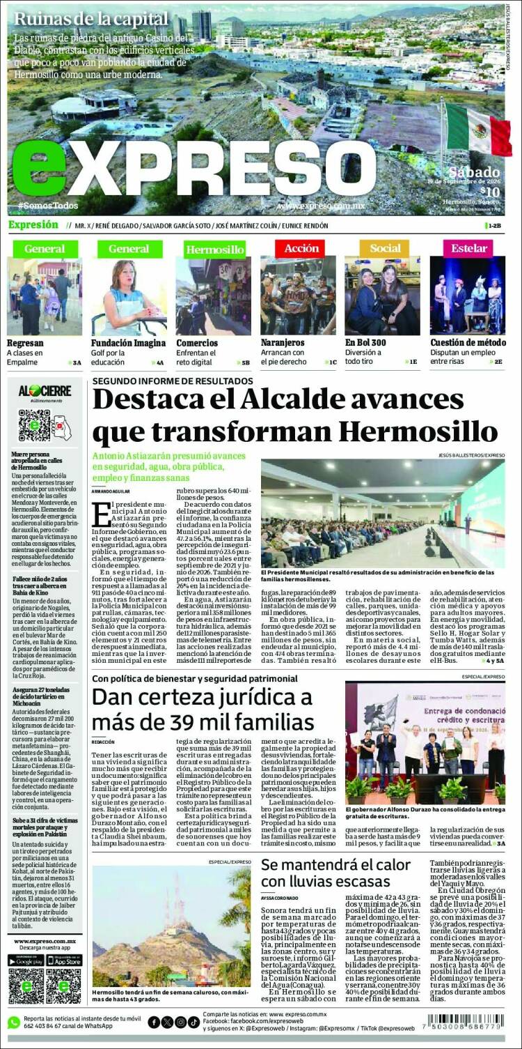 Portada de Expreso (M&eacute;xico)