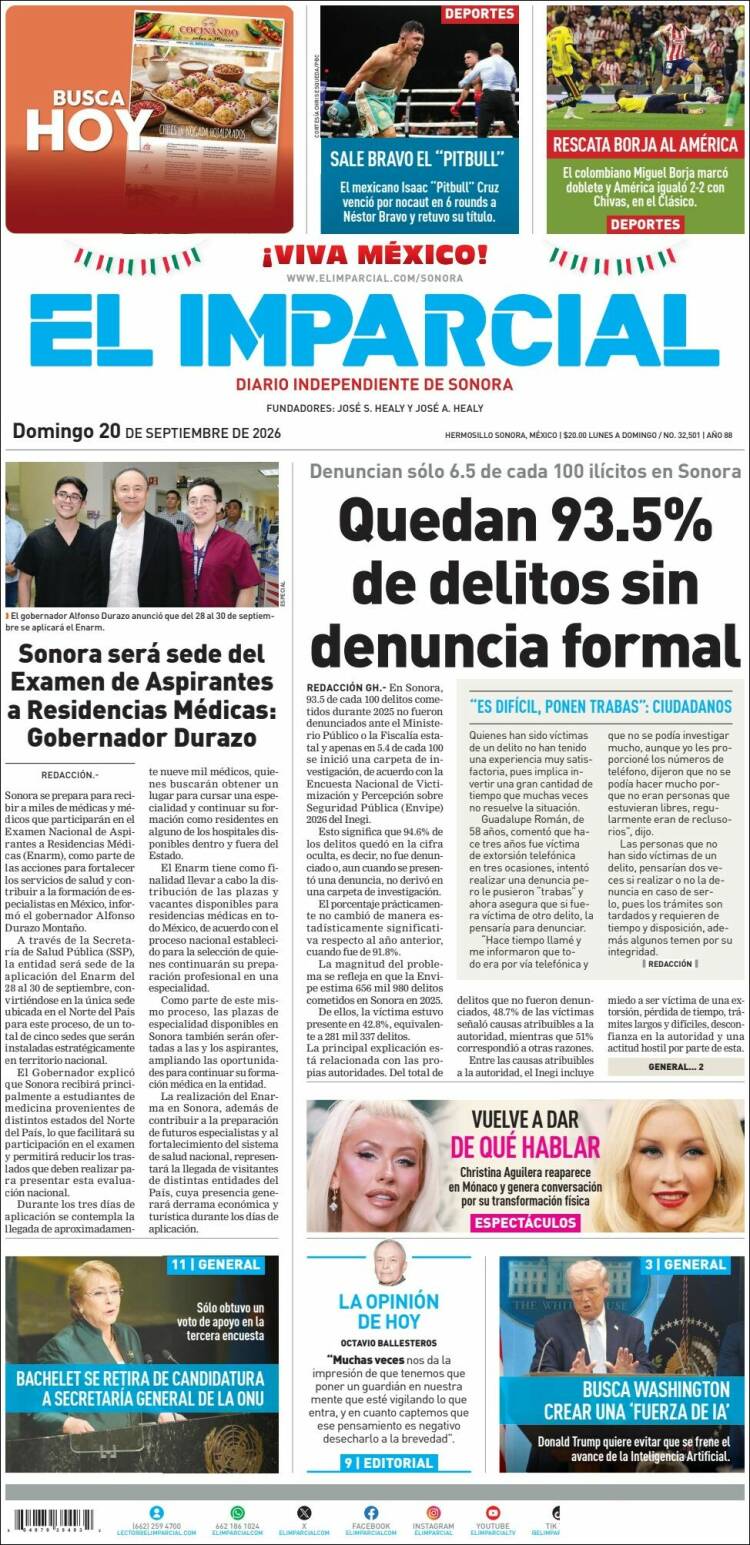 Portada de El Imparcial (M&eacute;xico)