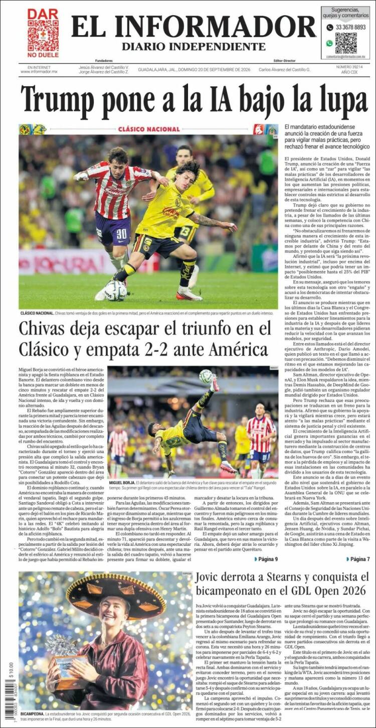 Portada de El Informador (M&eacute;xico)