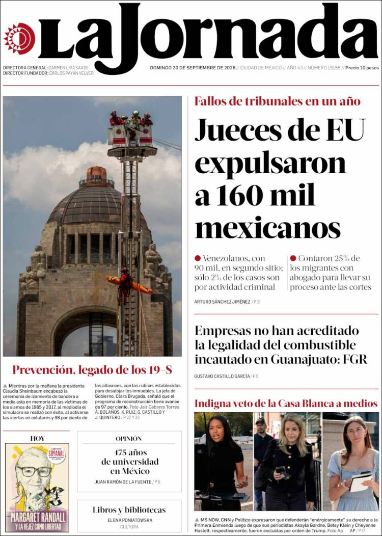 Portada de La Jornada (M&eacute;xico)