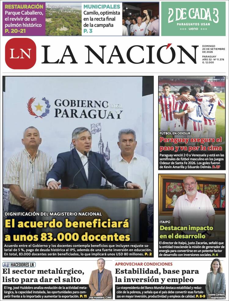 Portada de La Nación (Paraguay)