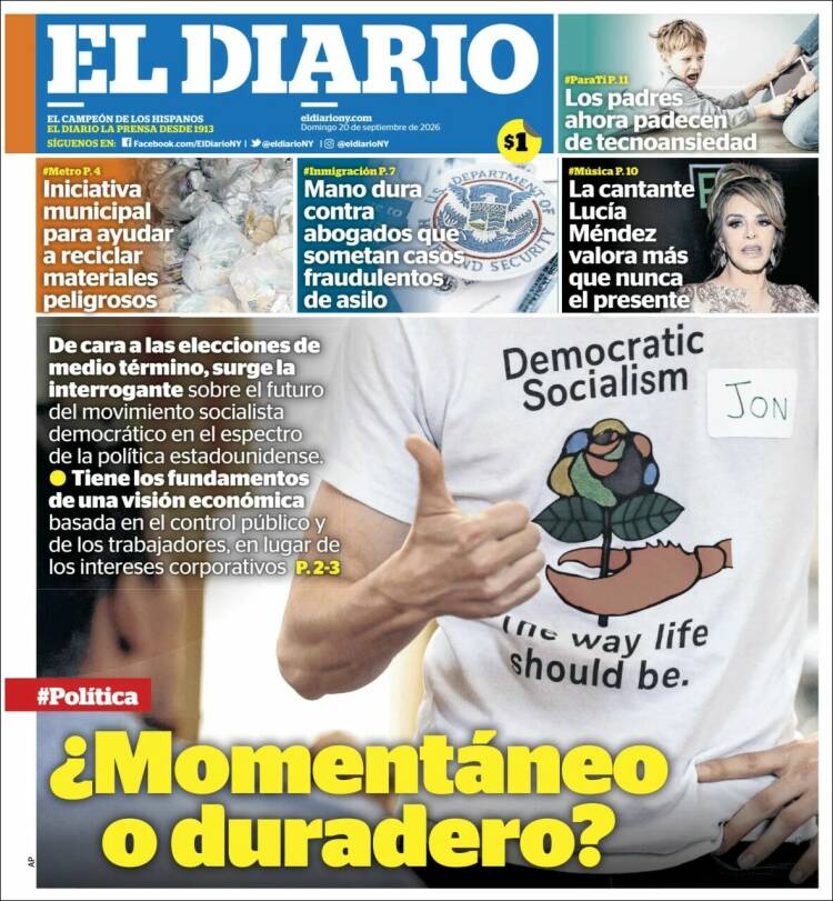 Portada de El Diario NY (USA)