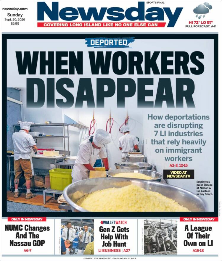 Portada de Newsday (USA)