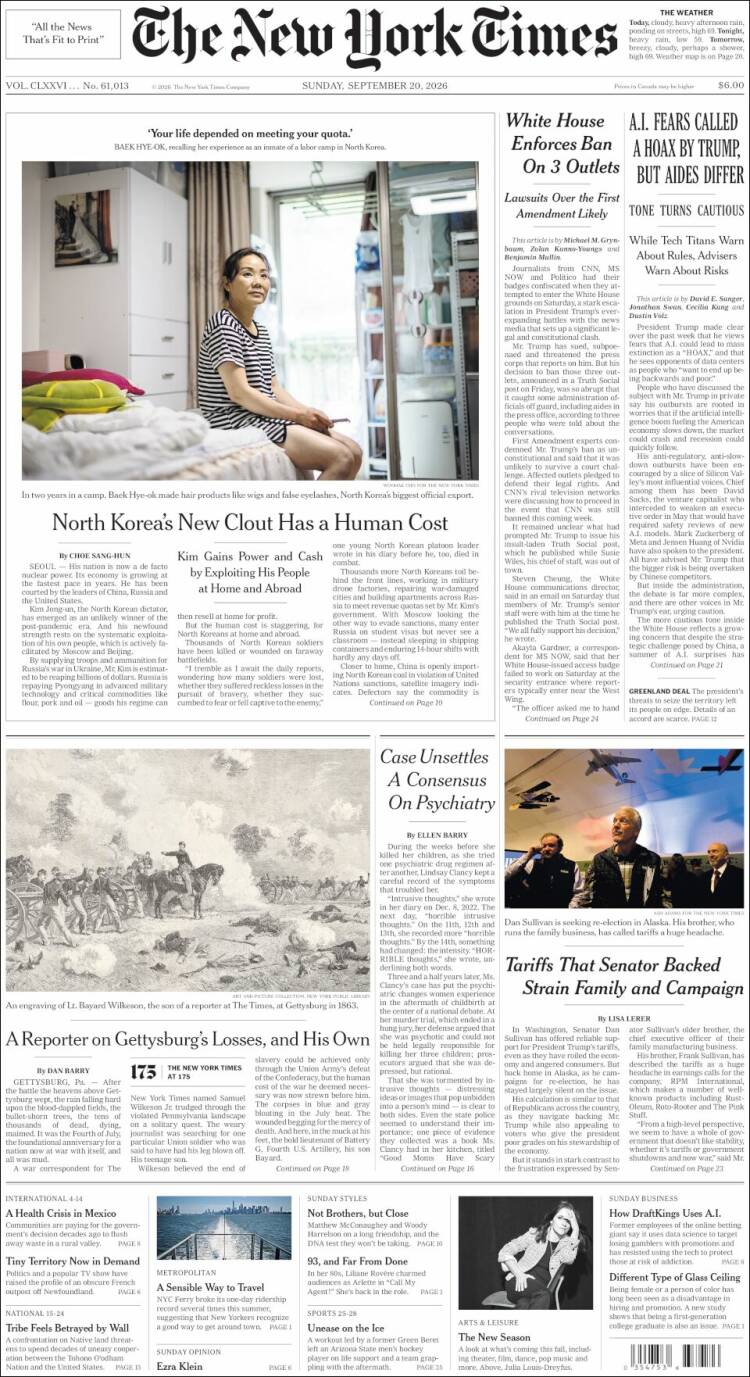Portada de New York Times (USA)
