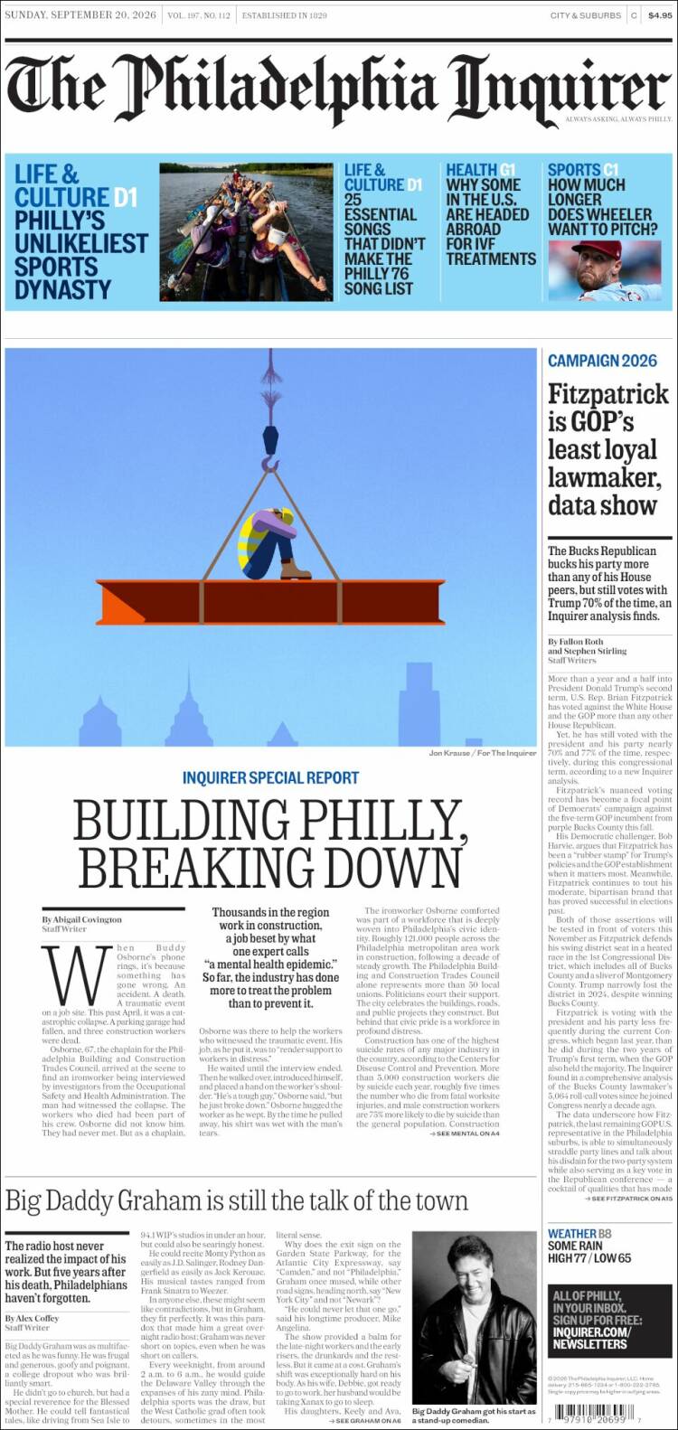 Portada de Philadelphia Inquirer (USA)