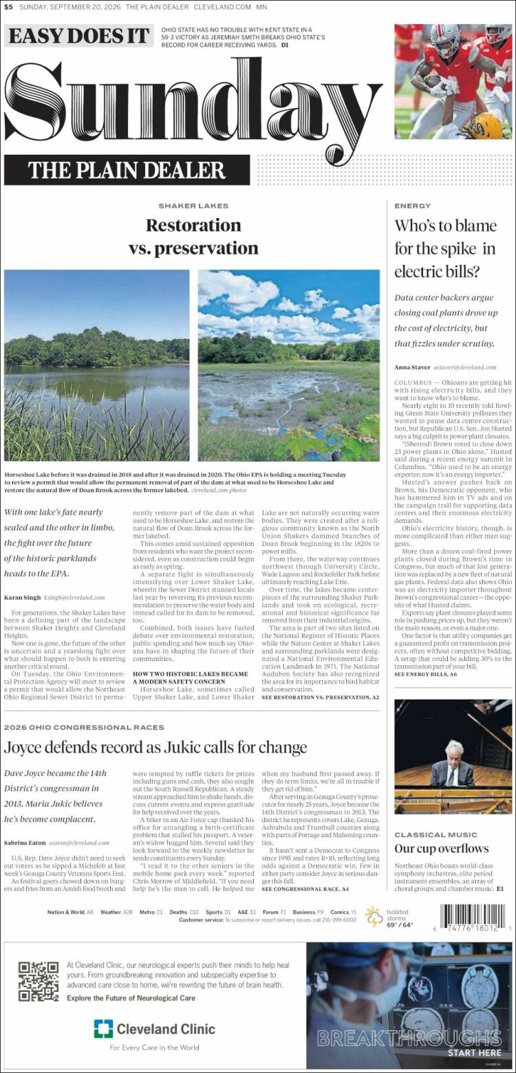 Portada de The Plain Dealer (USA)