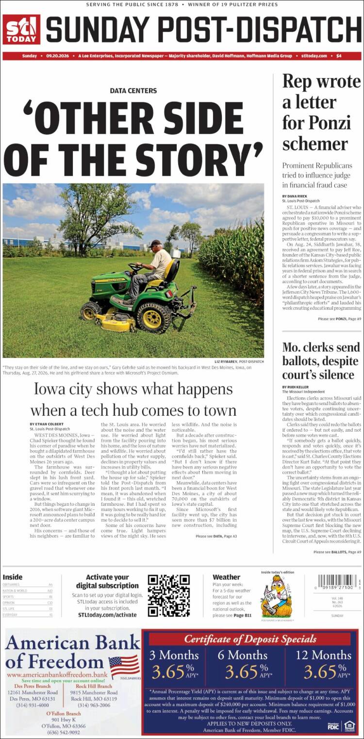 Portada de St. Louis Post-Dispatch (USA)
