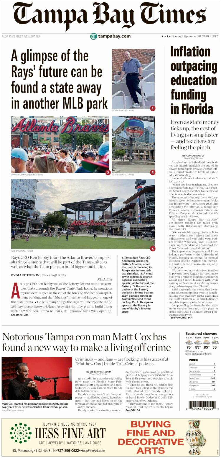 Portada de Tampa Bay Times (USA)