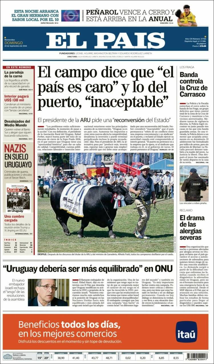 Portada de El País (Uruguay)