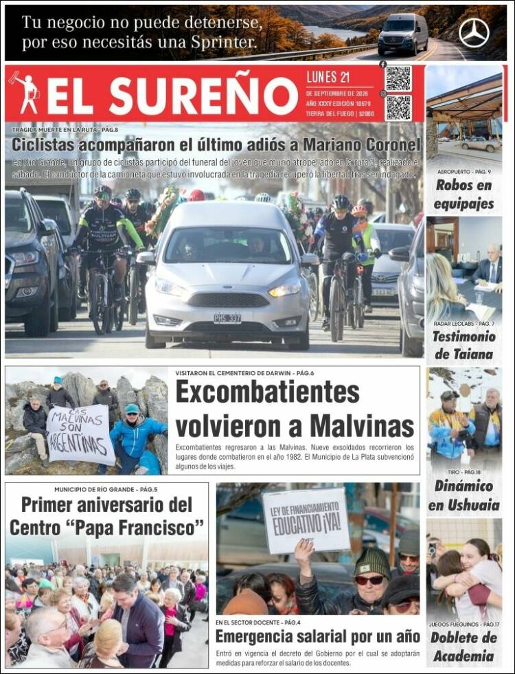Portada de Diario El Sureño (Argentina)