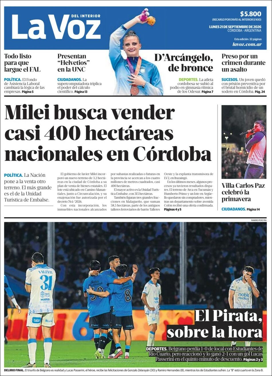 Tapa de La Voz del Interior