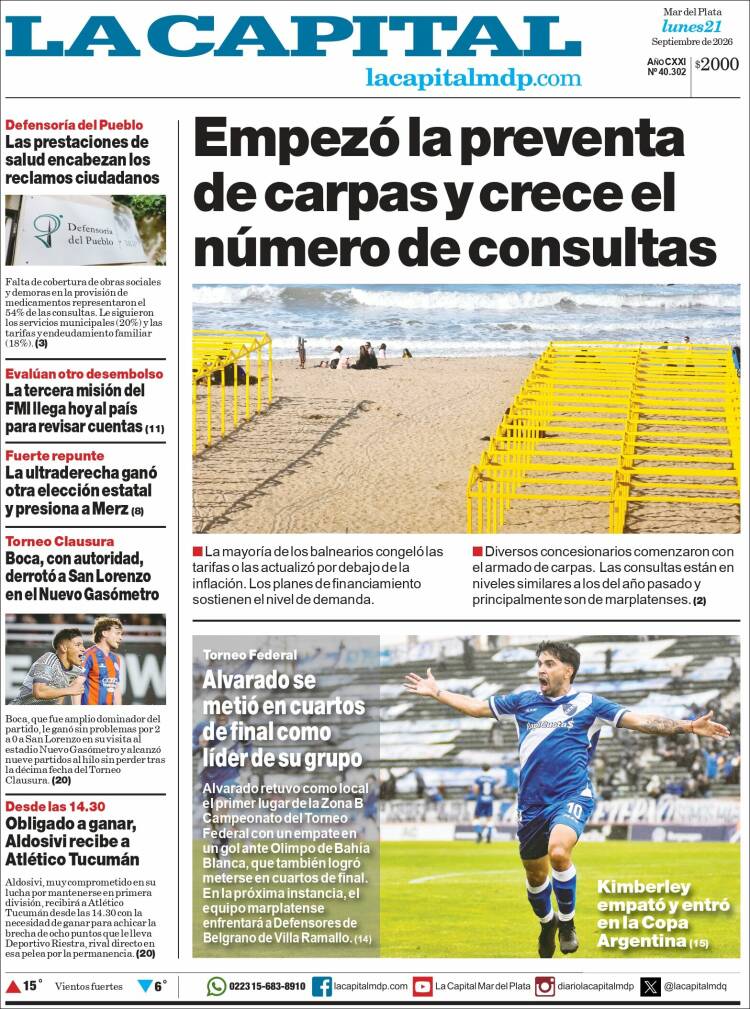 Portada de Diario La Capital - Mar del Plata (Argentina)