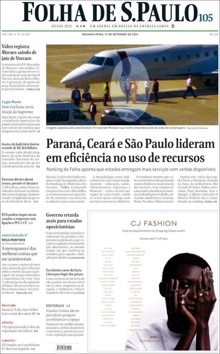 Portada de Folha de São Paulo (Brasil)