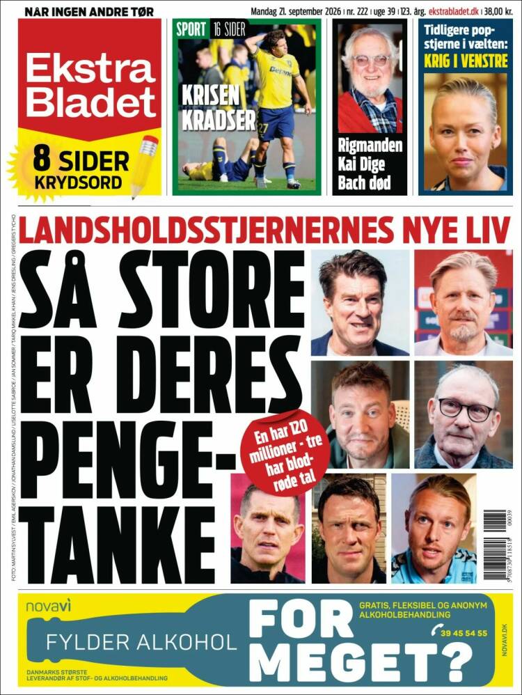 Portada de Ekstra Bladet (Dinamarca)