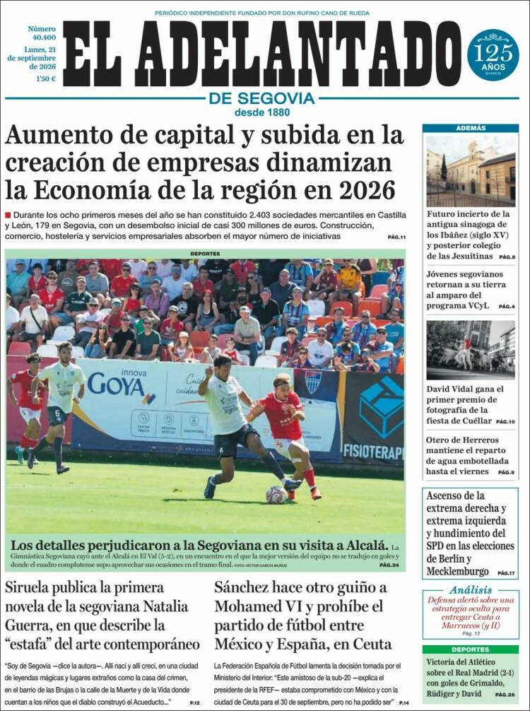 Portada de El Adelantado de Segovia (Espa&ntilde;a)