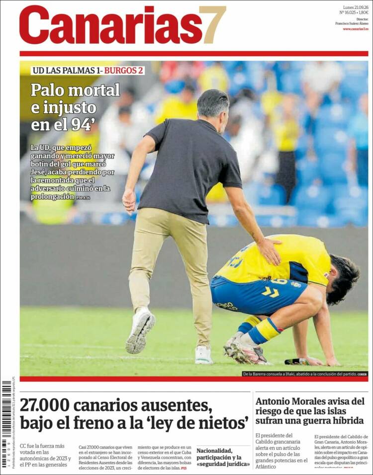 Portada de Canarias 7 (Espa&ntilde;a)