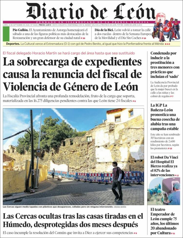 Portada de Diario de León (Espa&ntilde;a)