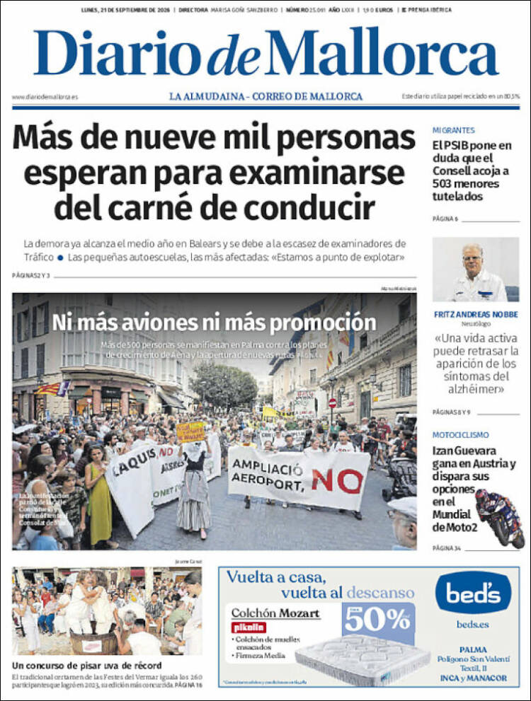 Portada de Diario de Mallorca (Espa&ntilde;a)