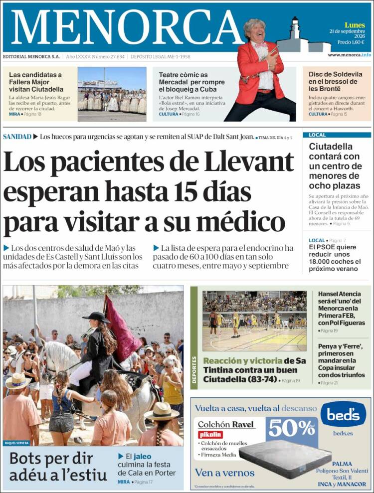 Portada de Menorca - Diario Insular (Espa&ntilde;a)