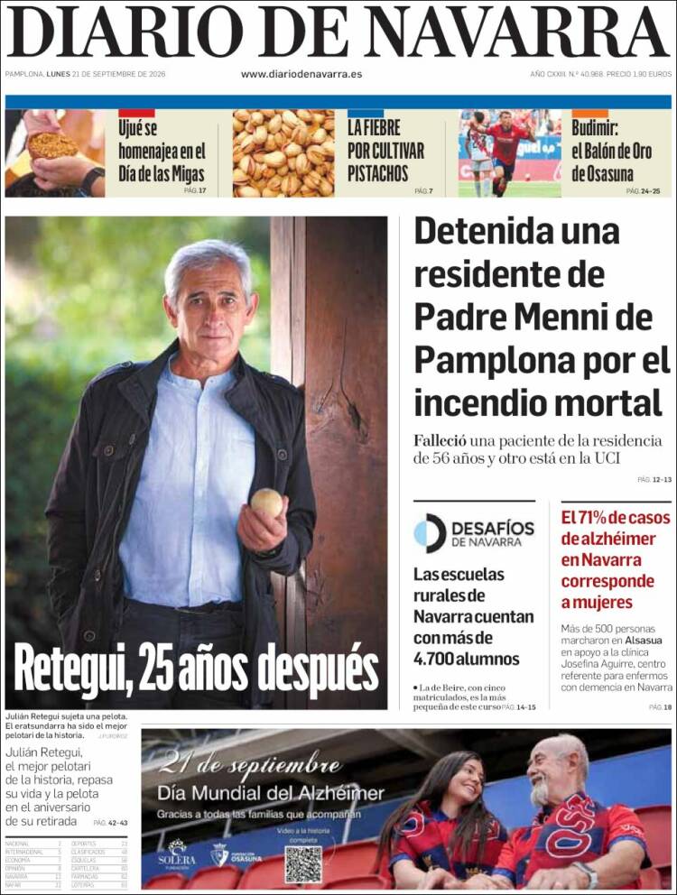 Portada de Diario de Navarra (Espa&ntilde;a)