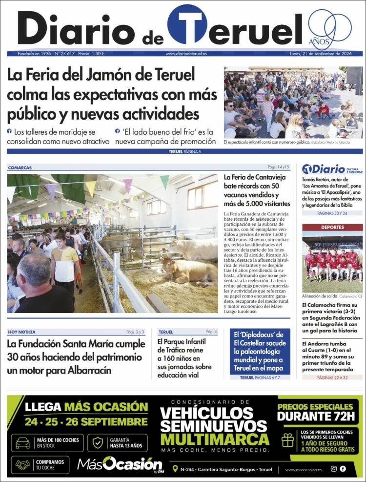 Portada de Diario de Teruel (Espa&ntilde;a)