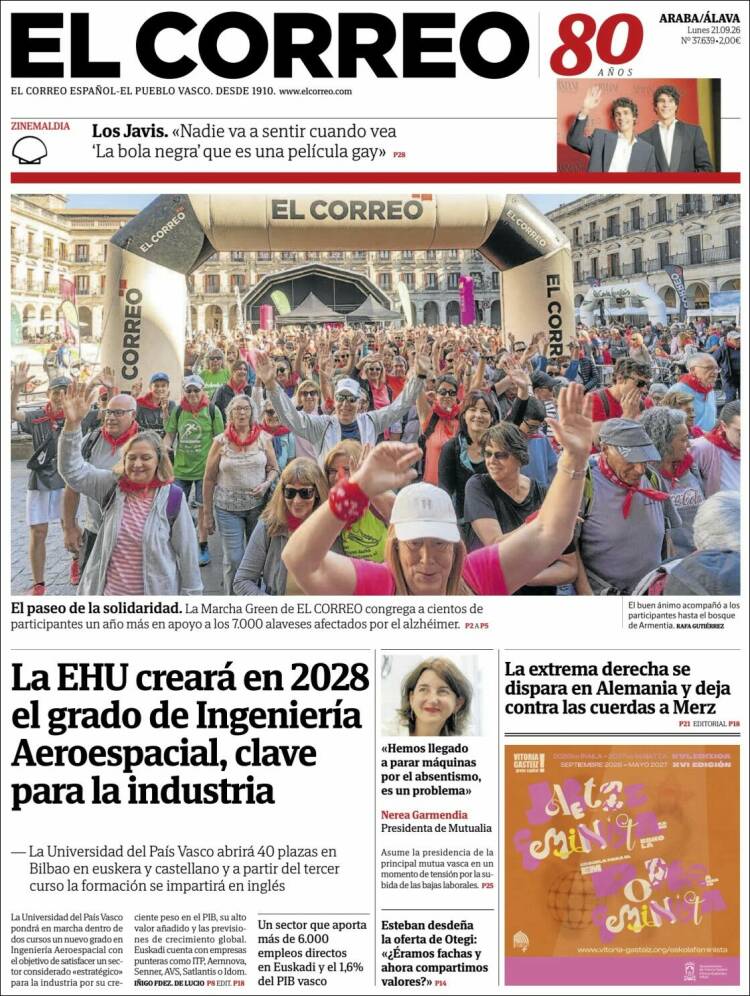 Portada de El Correo - Álava (Spain)