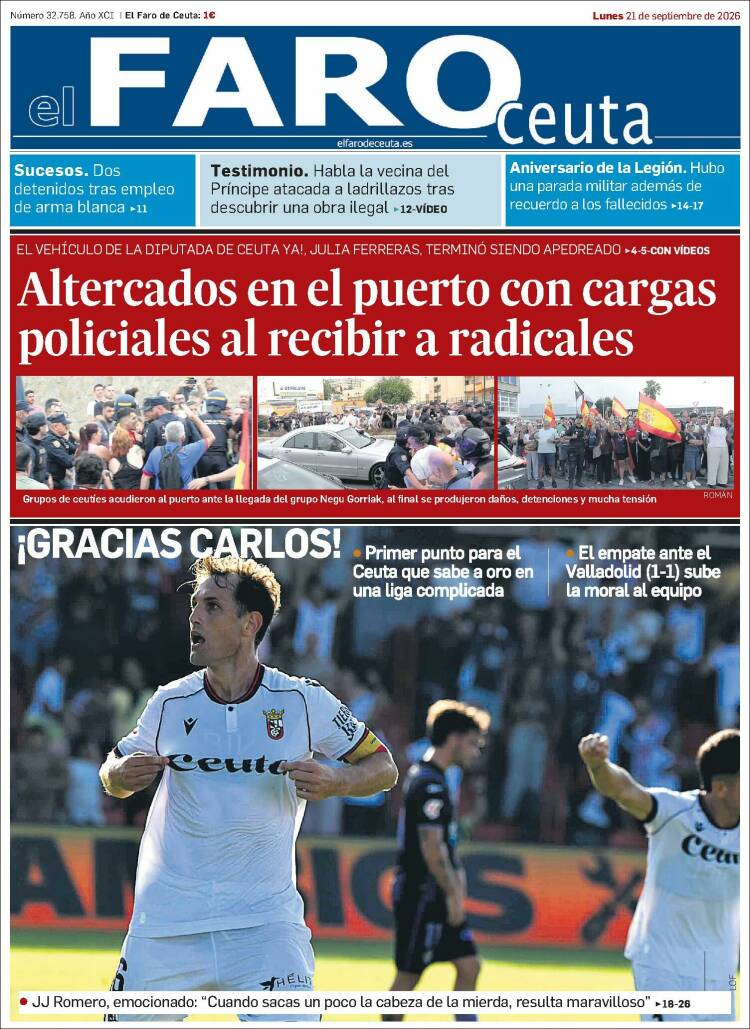 Portada de El Faro de Ceuta (Espa&ntilde;a)