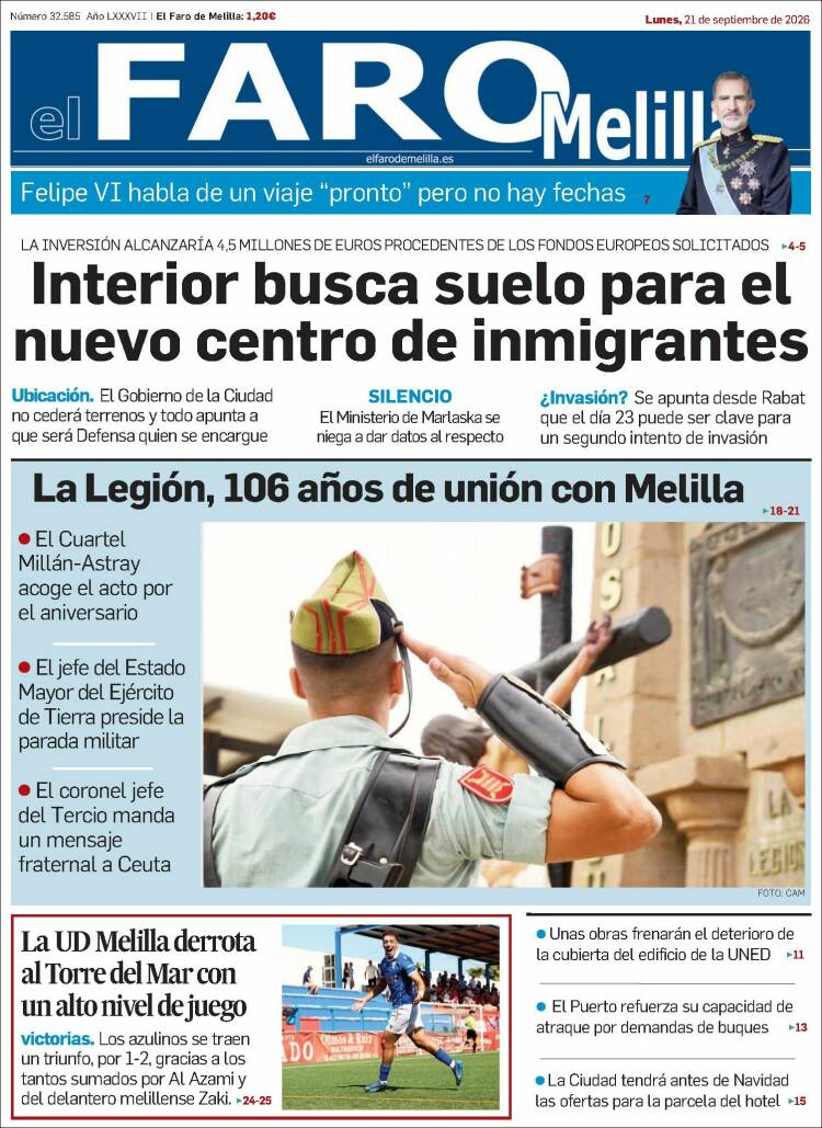 Portada de El Faro de Melilla (Espa&ntilde;a)