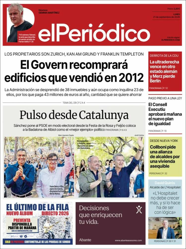 Portada de El Periódico (Espa&ntilde;a)