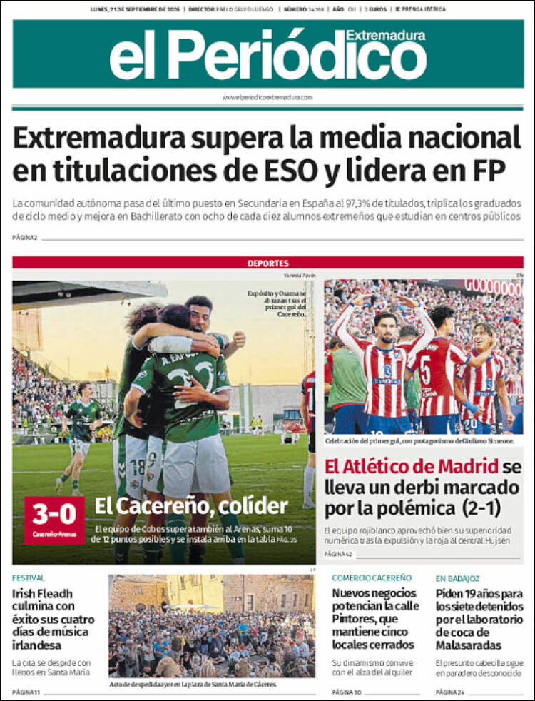 Portada de El Periódico de Extremadura (Espa&ntilde;a)