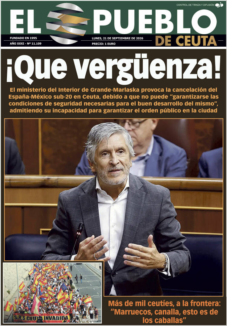 Portada de El Pueblo de Ceuta (Espa&ntilde;a)