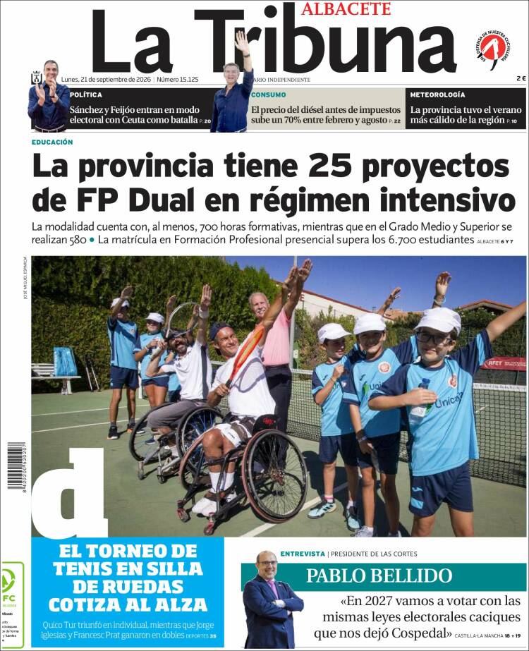 Portada de La Tribuna de Albacete (Espa&ntilde;a)