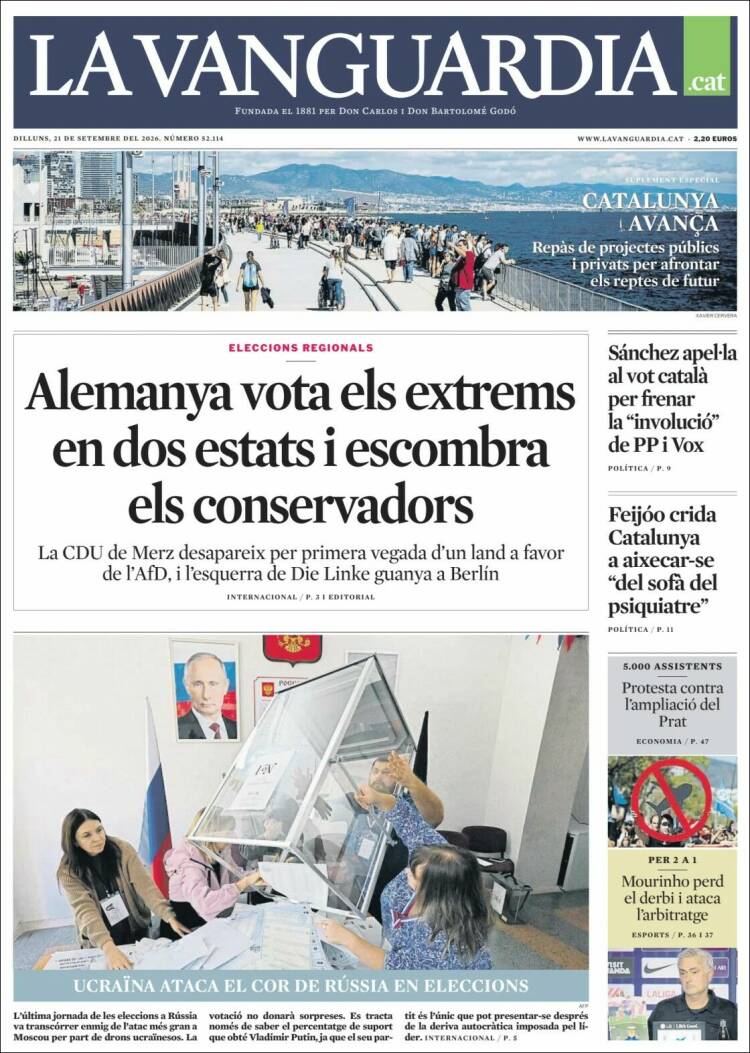 Portada de La Vanguardia (Espa&ntilde;a)