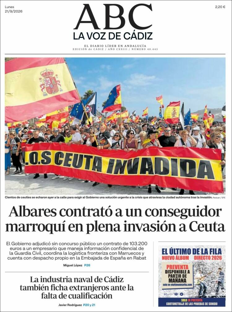 Portada de La Voz de Cádiz (Espa&ntilde;a)