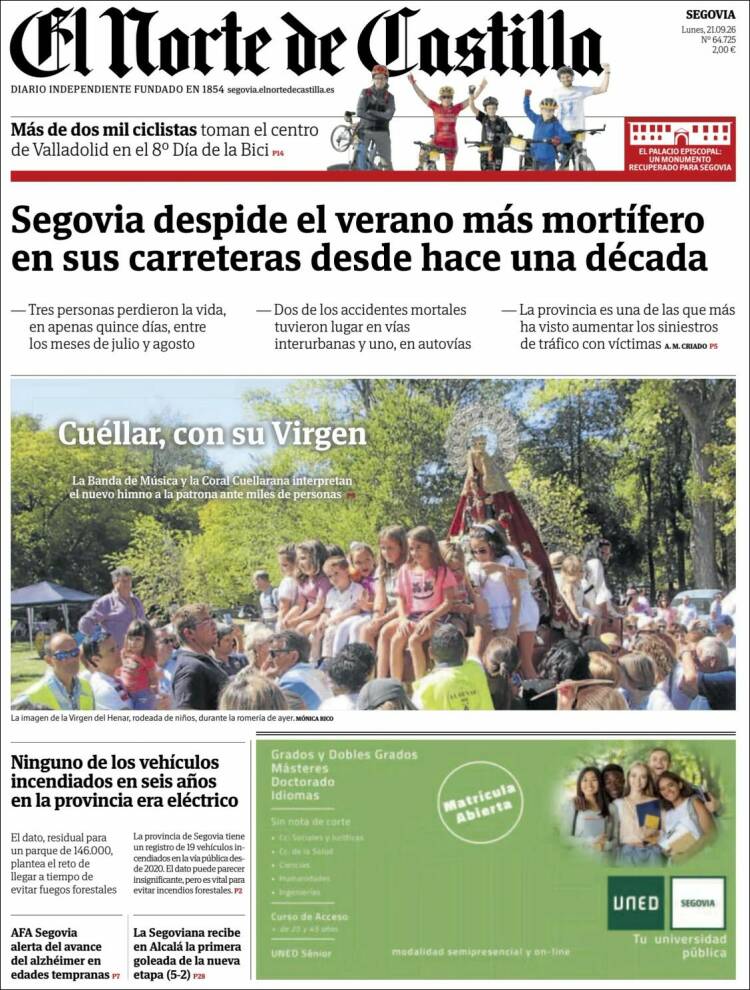 Portada de Norte de Castilla - Segovia (Espa&ntilde;a)