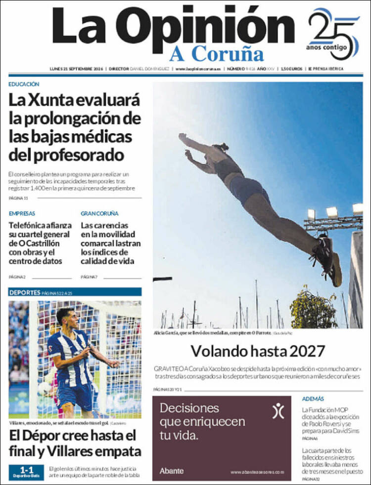 Portada de La Opinión de A Coruña (Espa&ntilde;a)